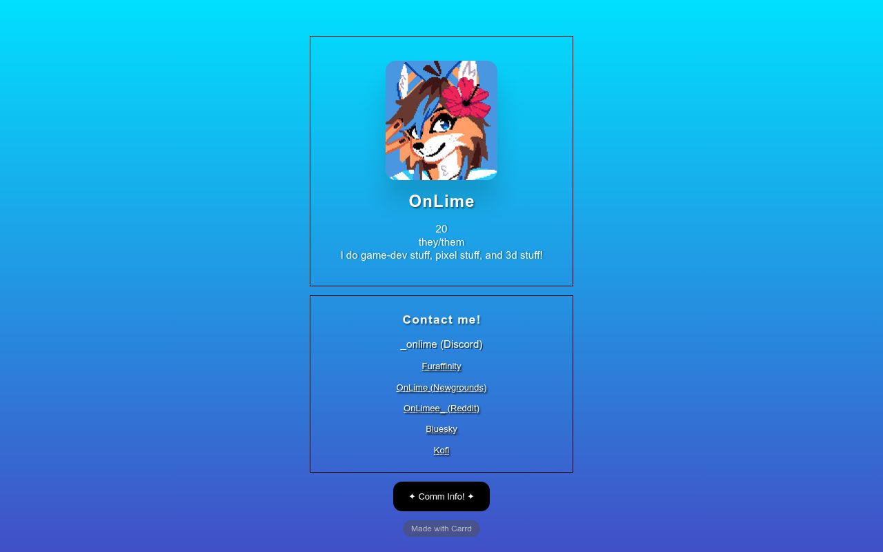 Carrd profile picture for @onlime